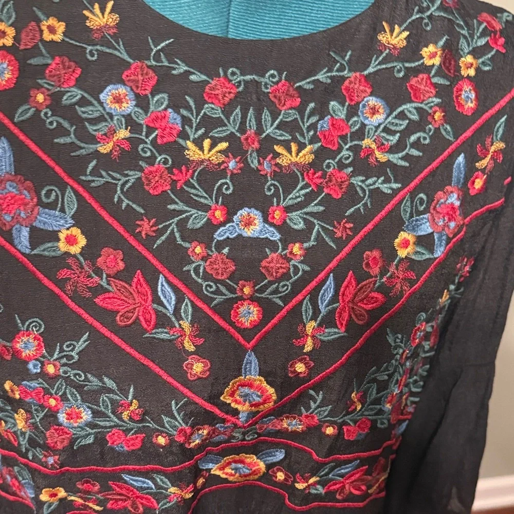 Umgee Black Dress with Colorful Embroidery - Picture 2 of 11